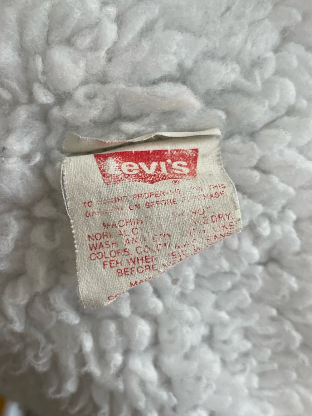 $49 SALE Vintage Levi's Blue Denim Sherpa Lined Trucker Jacket Rare 1970s Unisex - Picture 10 of 11